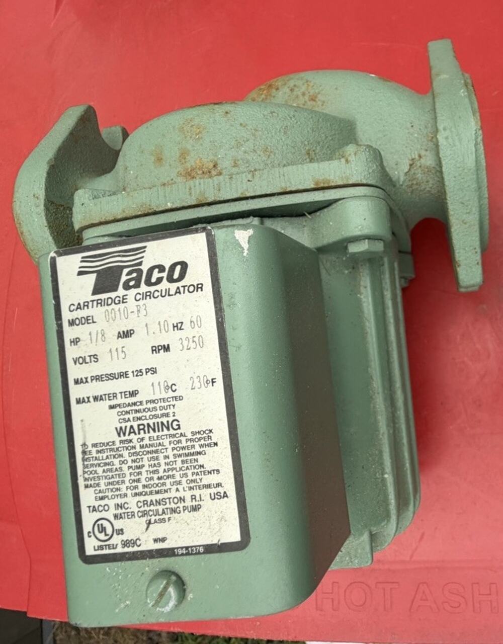 Taco 0010-F3 - 3/4 - 1-1/2" Flgd In-Line Cast Iron Booster Pump 1/8 HP 1 PH New